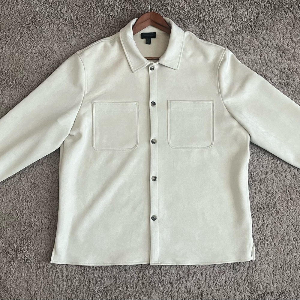 Men’s Cream Magaschoni Suede Overshirt